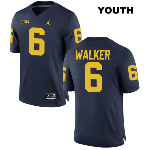 Youth NCAA Michigan Wolverines Kareem Walker #6 Navy Jordan Brand Authentic Stitched Football College Jersey EG25L58TG